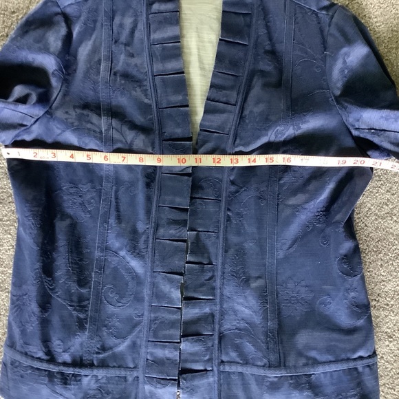 Chico’s Ruffled Jacket Blue Floral Pattern - Picture 7 of 8